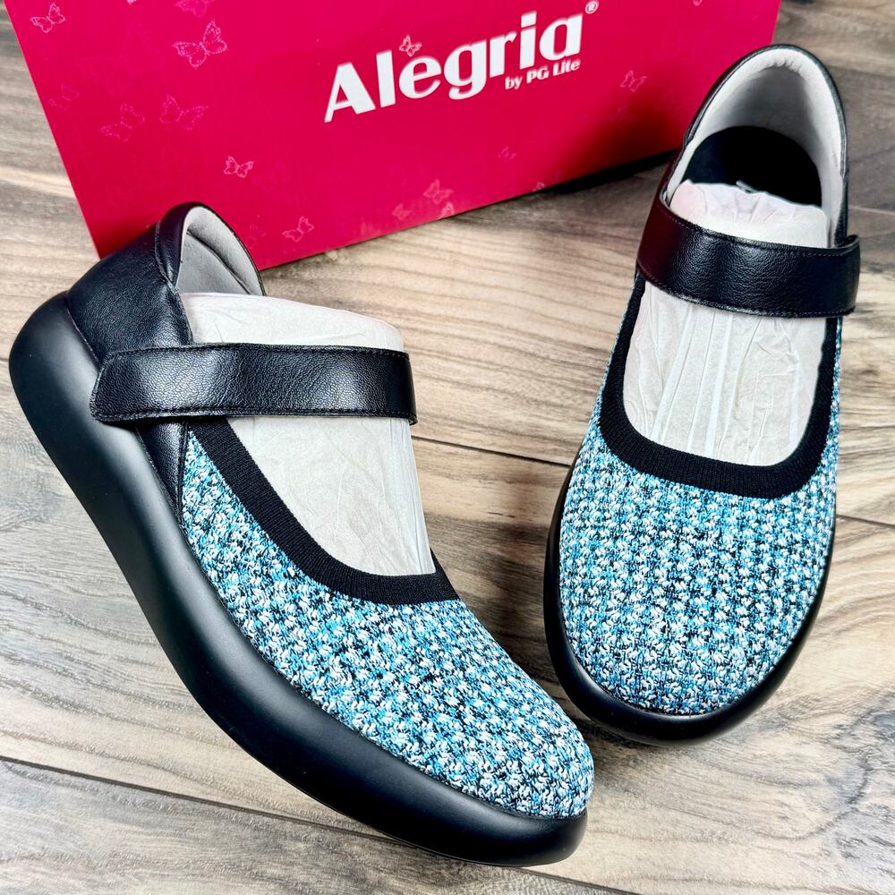 NIB Alegria by PG Lite 40 9.5-10 Olivia Comfort Mary Jane Shoes Black Multi